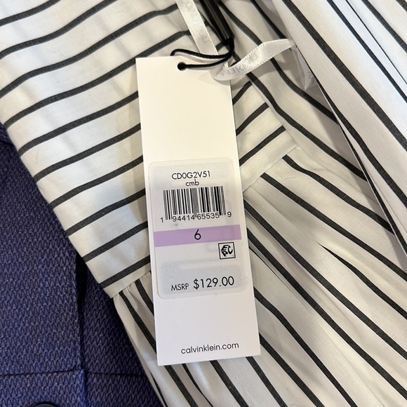 NWT w/ spare button Calvin Klein 100% Cotton Sleeves Dress - Picture 5 of 8